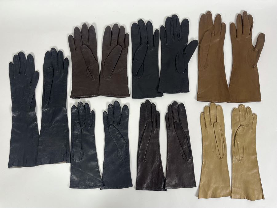 Seven Pairs Of Women's Leather Gloves Some French Size 6 1/2 [Photo 3]