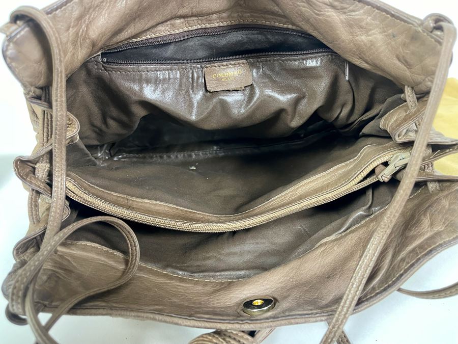 Leather Woven Colombo Handbag With Dust Cover From Milano Italy [Photo 11]