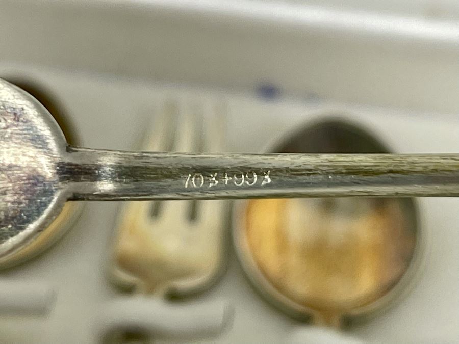 Korean Silver Cloisonne Enamel Spoon & Fork Set With Box [Photo 11]