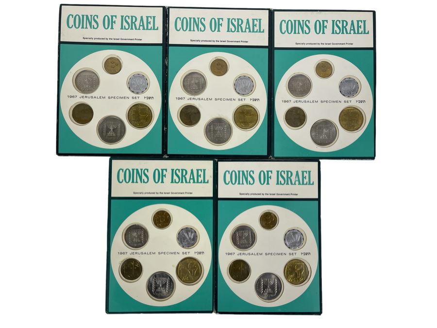 Five Sets Of Mint Coins Of Israel 1967 Jerusalem Specimen Sets