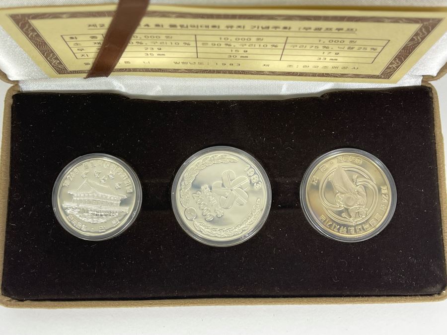 1983 24th Olympic Games Seoul Korea Silver Commemorative Coins Proof Set With COA And Box [Photo 5]
