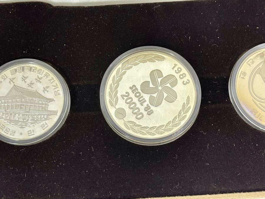 1983 24th Olympic Games Seoul Korea Silver Commemorative Coins Proof Set With COA And Box [Photo 7]