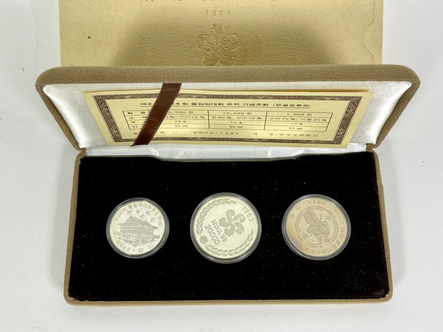 1983 24th Olympic Games Seoul Korea Silver Commemorative Coins Proof Set With COA And Box [Photo 3]