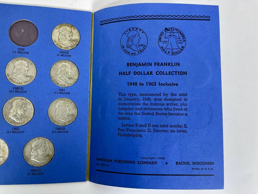 Collection Of Benjamin Franklin Silver Half Dollars 1948-1963 - Incomplete See Photos [Photo 11]