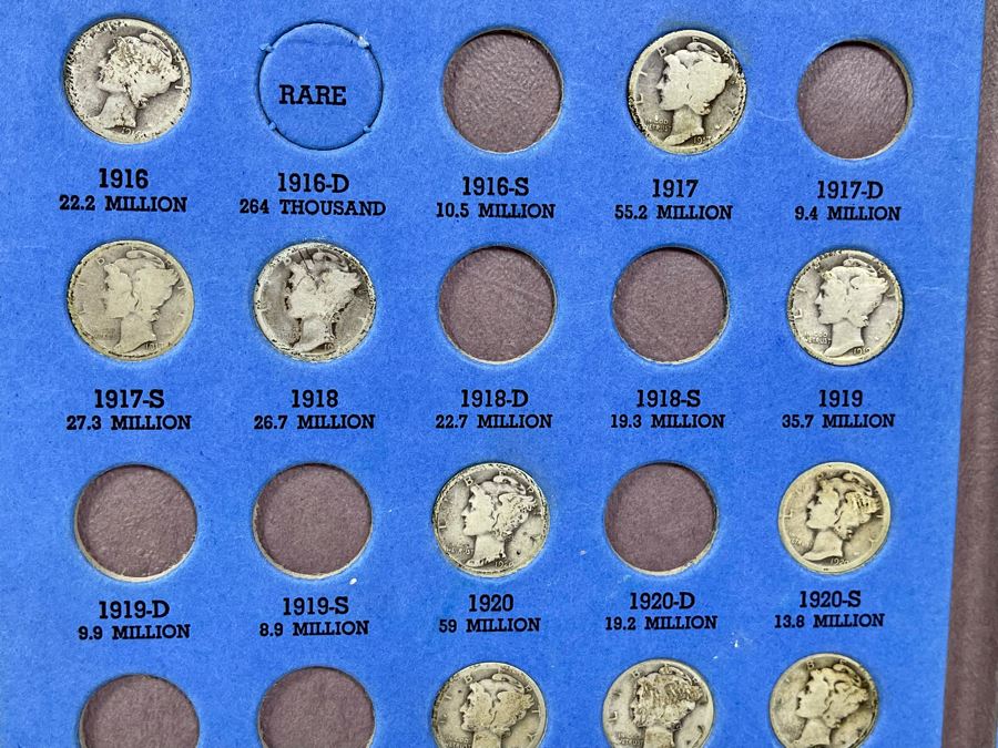 Collection Of Mercury Head Silver Dimes 1916-1945 - Incomplete See Photos