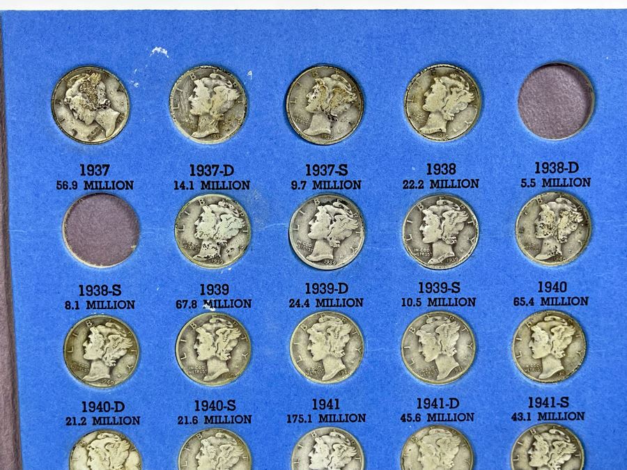 Collection Of Mercury Head Silver Dimes 1916-1945 - Incomplete See Photos