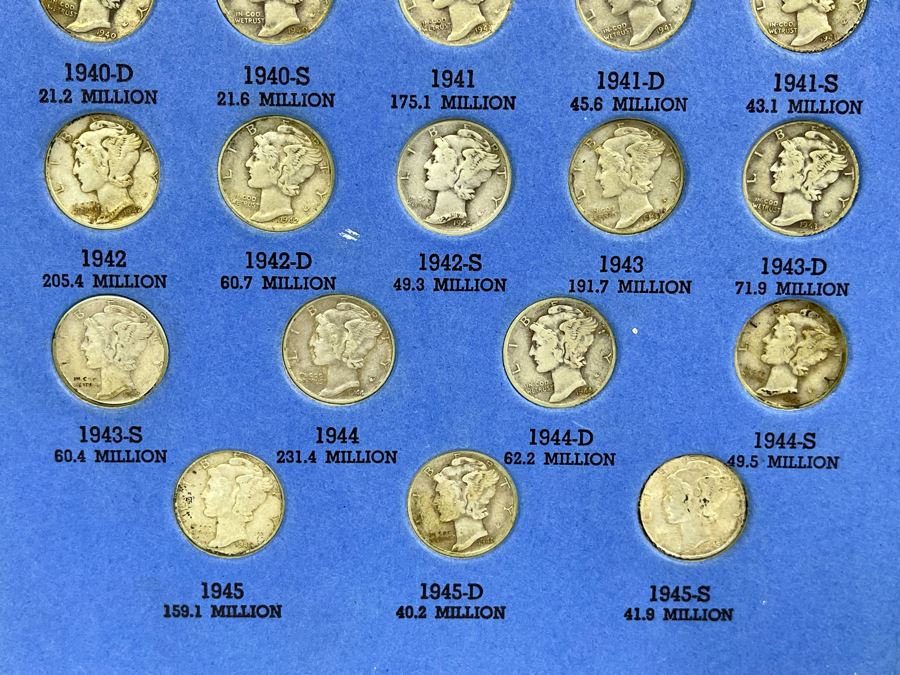 Collection Of Mercury Head Silver Dimes 1916-1945 - Incomplete See Photos