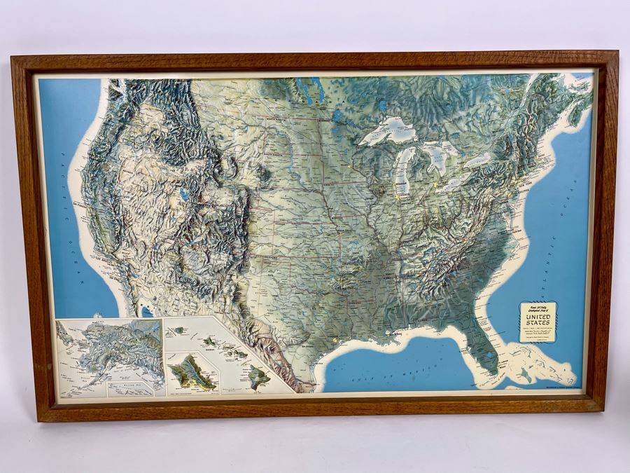 Vintage Rand McNally Geophysical Topographic Map Of The United States Framed 34 X 21.5 [Photo 2]