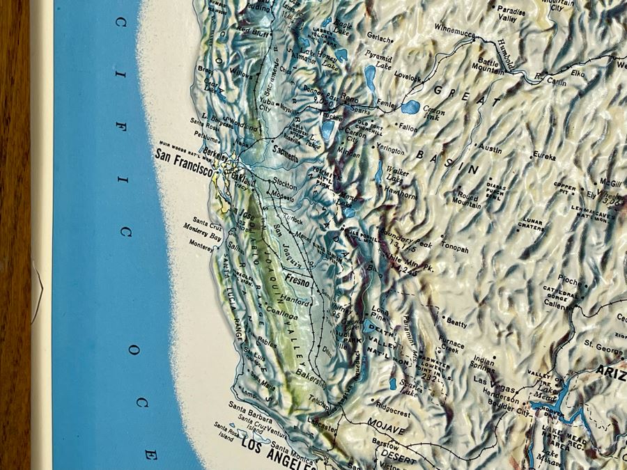Vintage Rand McNally Geophysical Topographic Map Of The United States Framed 34 X 21.5 [Photo 7]