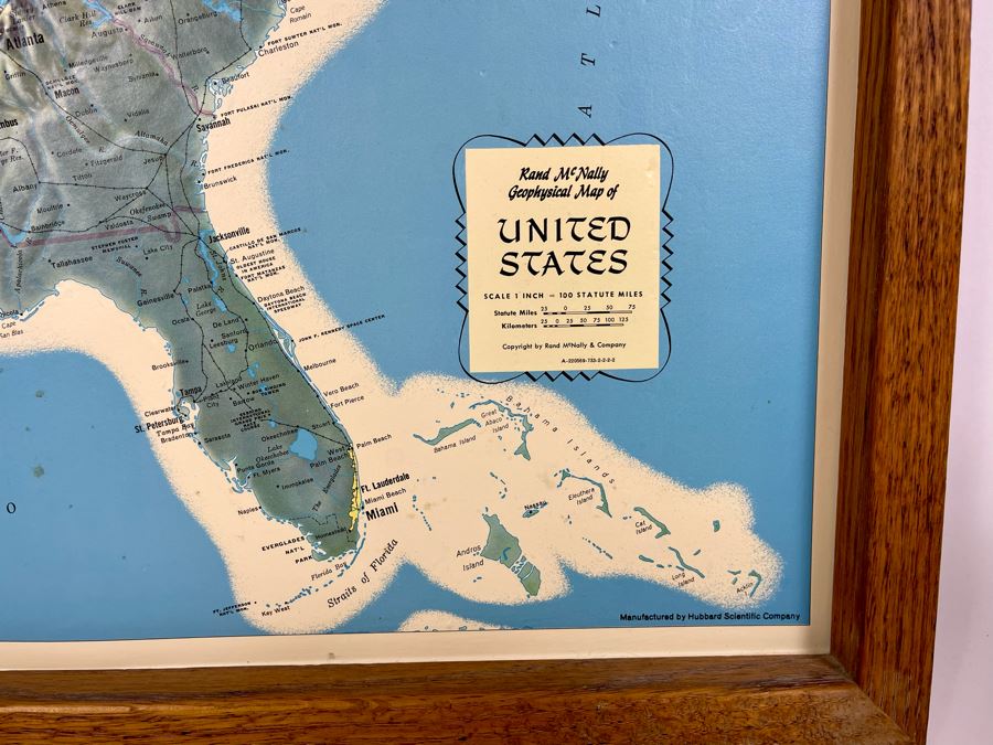 Vintage Rand McNally Geophysical Topographic Map Of The United States Framed 34 X 21.5 [Photo 4]