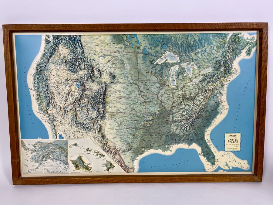 Vintage Rand McNally Geophysical Topographic Map Of The United States Framed 34 X 21.5 [Photo 3]