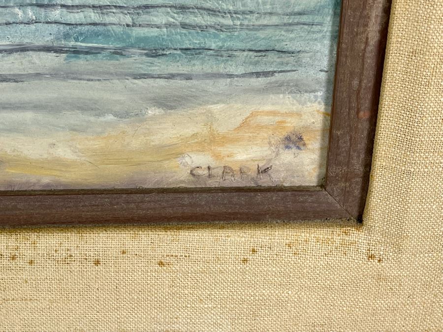 Original Painting On Board 16 X 12 Of Beach House Signed Clark Framed 24 X 20 [Photo 7]