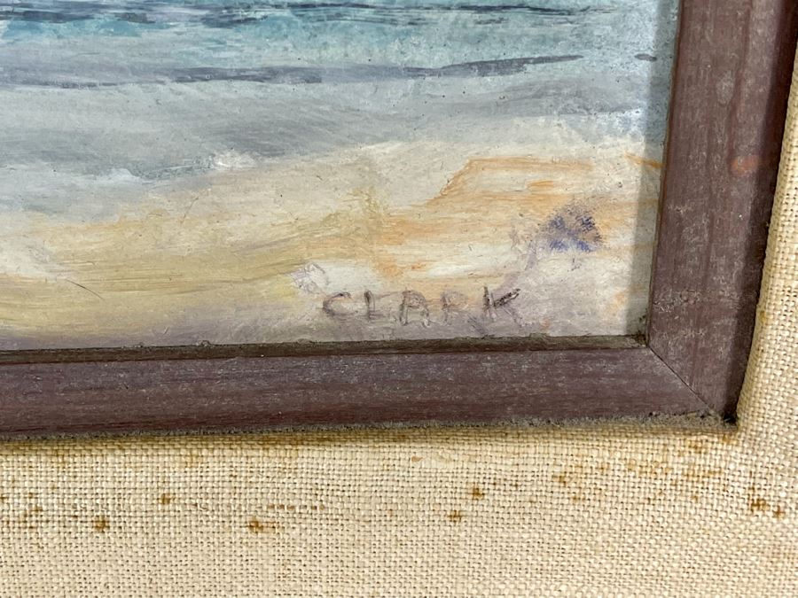 Original Painting On Board 16 X 12 Of Beach House Signed Clark Framed 24 X 20 [Photo 8]