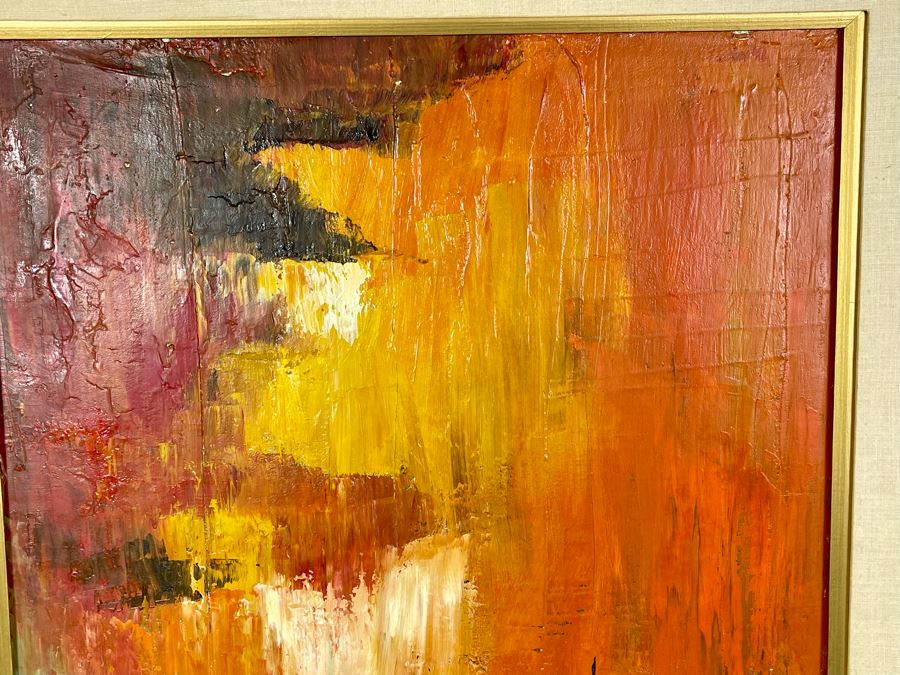 Original Abstract Painting On Canvas Signed Jon Holland? 24 X 36 Framed