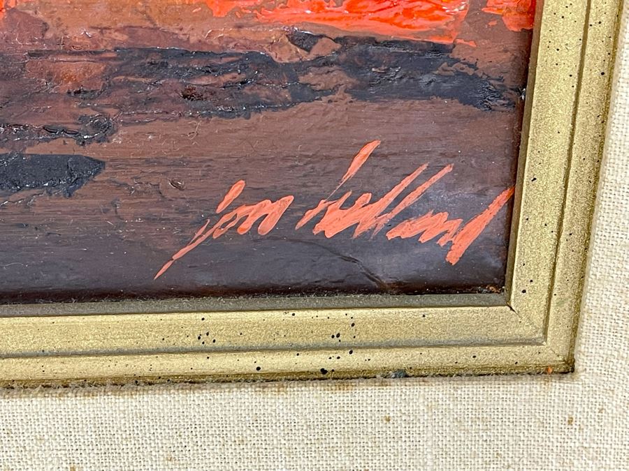 Original Abstract Painting On Board Of The Golden Gate Bridge In San Francisco Signed Jon Holland? 40 X 13 Framed 47 X 21 [Photo 14]