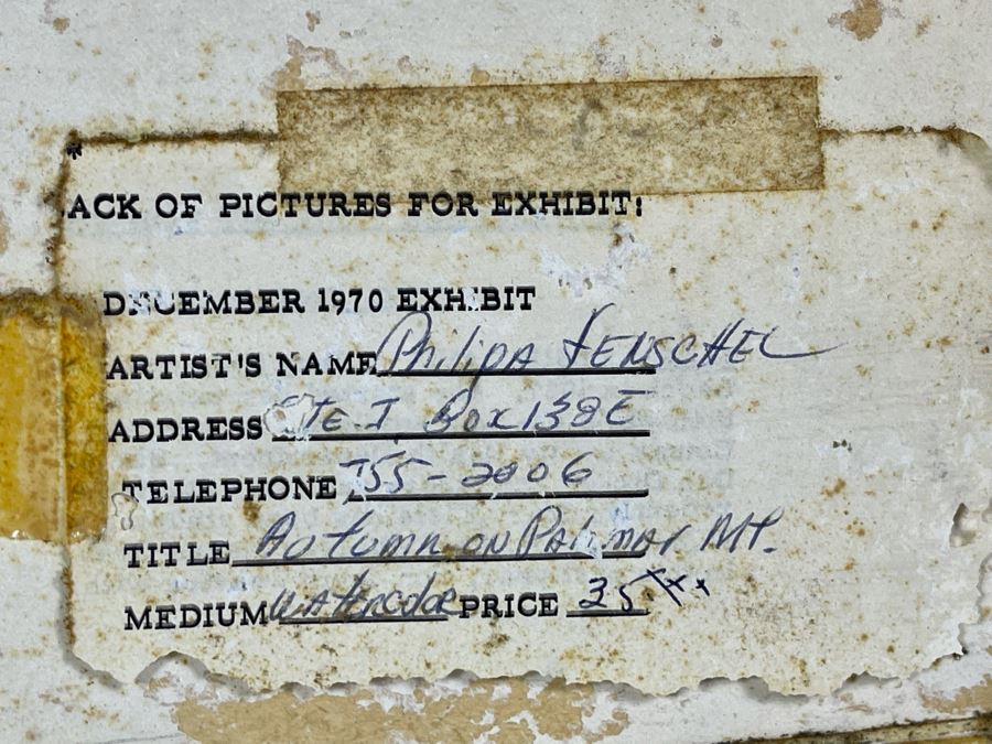 Original Watercolor Painting By Philipa Henschel Titled Autumn On Palomar Mt 15 X 13 Framed 22 X 19 [Photo 9]