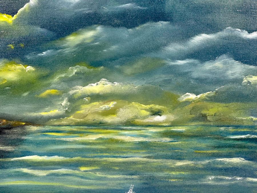 Original Seascape Ocean Painting On Canvas 36 X 24 Framed 43 X 31 By Mary Kattengell [Photo 9]