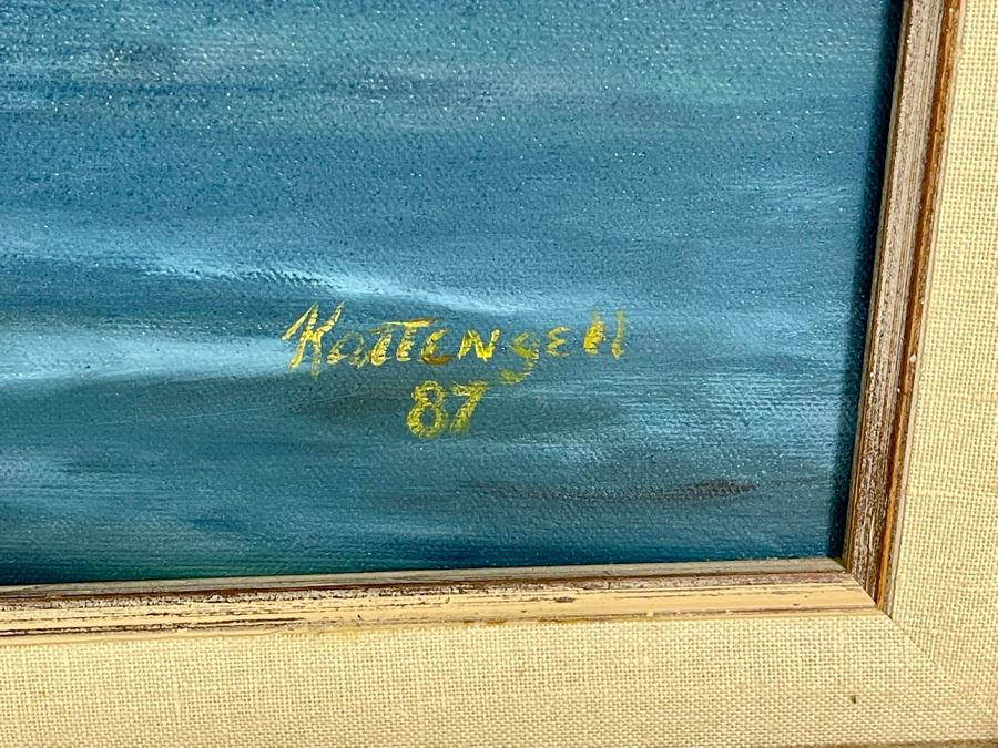 Original Seascape Ocean Painting On Canvas 36 X 24 Framed 43 X 31 By Mary Kattengell [Photo 11]