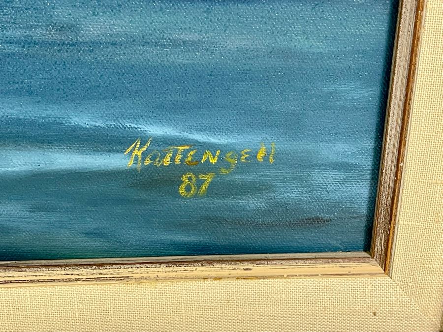 Original Seascape Ocean Painting On Canvas 36 X 24 Framed 43 X 31 By Mary Kattengell [Photo 10]