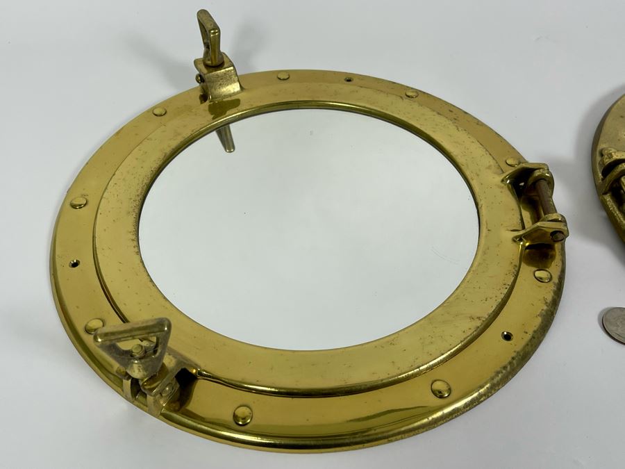 Pair Of Brass Ship's Porthole Wall Mirrors 12W [Photo 5]