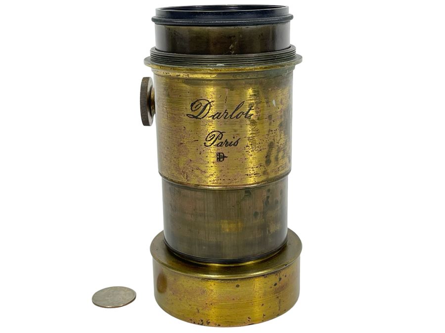 Jamin A Darlot Paris Antique Brass Camera Lens 6.25L X 3.5W [Photo 1]