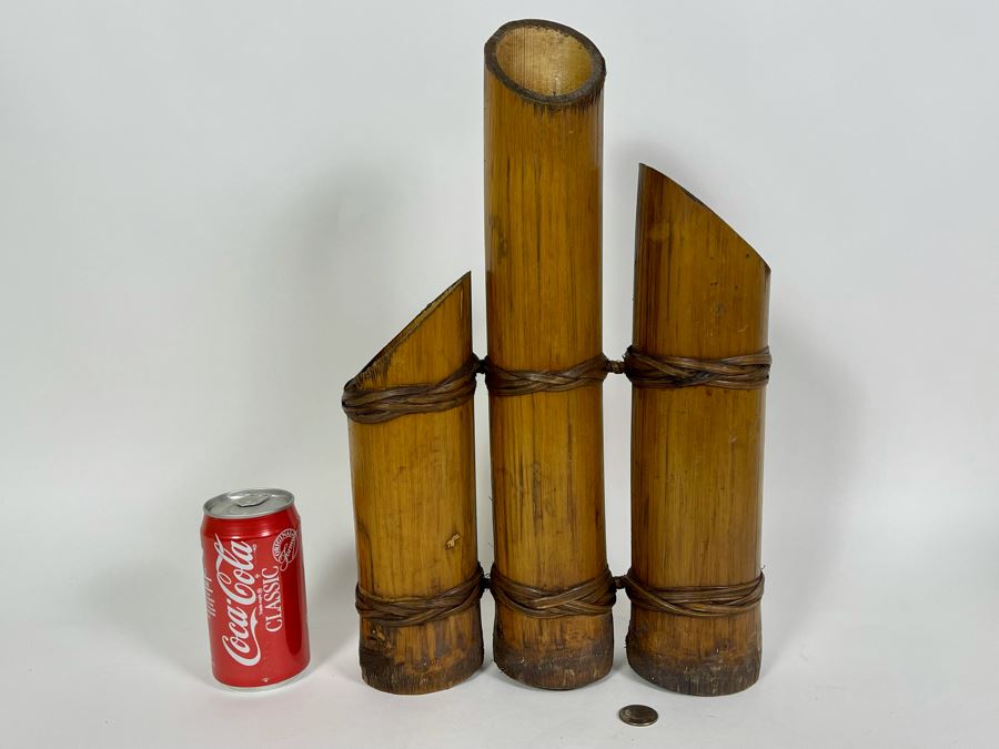 Vintage Bamboo Vase 17H
