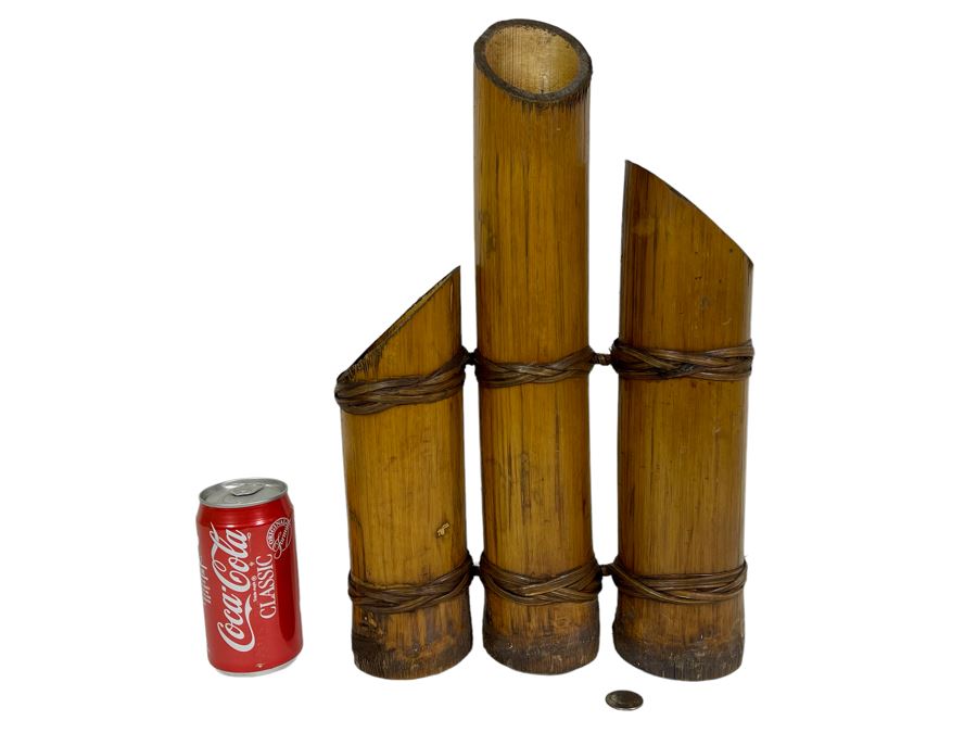 Vintage Bamboo Vase 17H