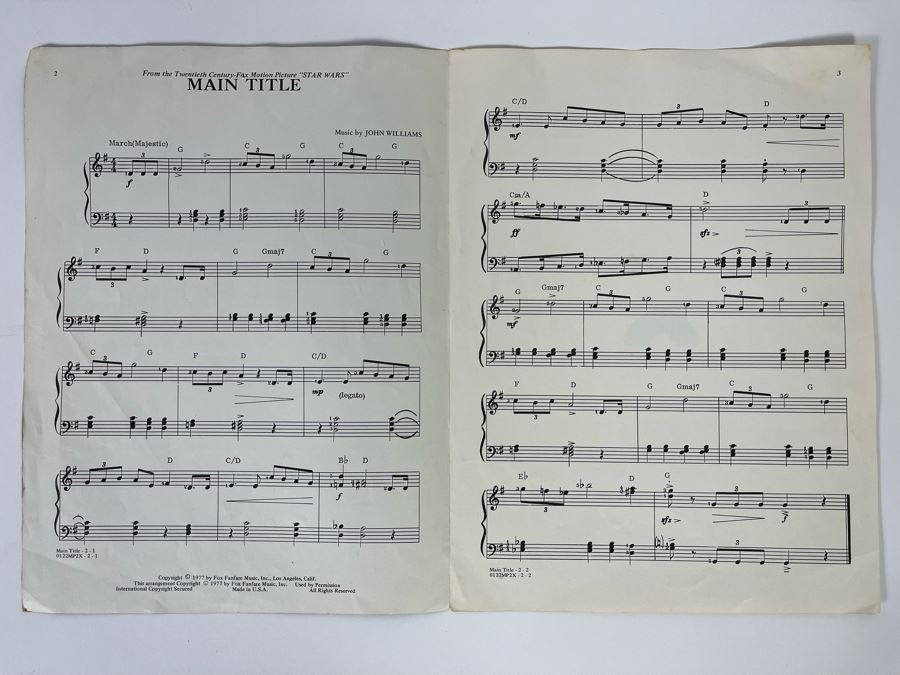Vintage 1977 Star Wars Easy Piano Solo Sheet Music [Photo 3]