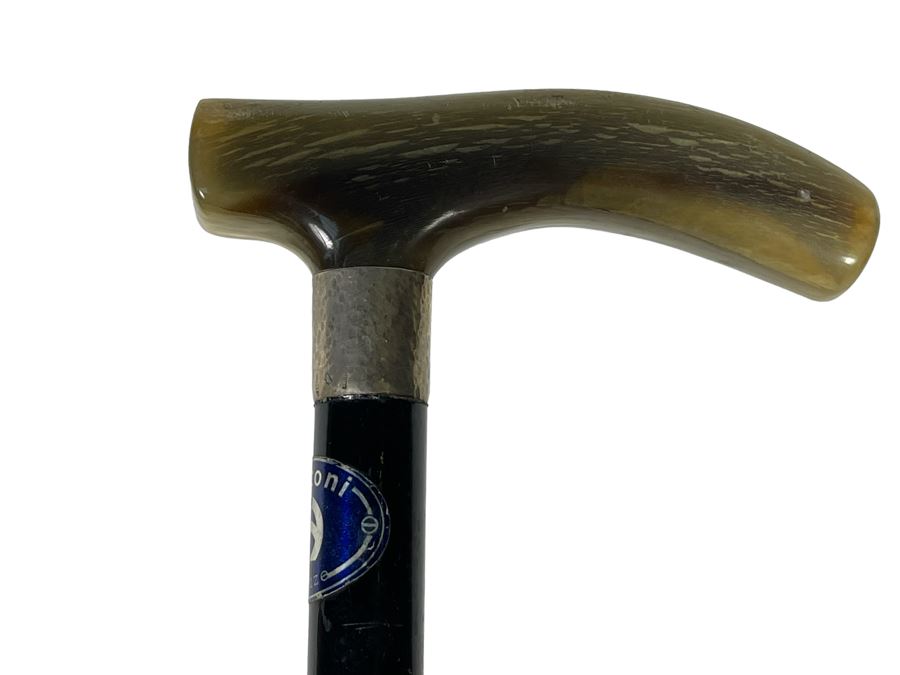 Frizzoni Firenza Italian Cane With Sterling Silver And Horn Handle 35L [Photo 3]