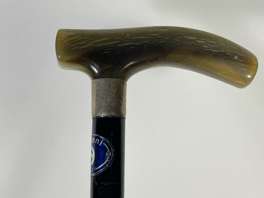 Frizzoni Firenza Italian Cane With Sterling Silver And Horn Handle 35L [Photo 10]