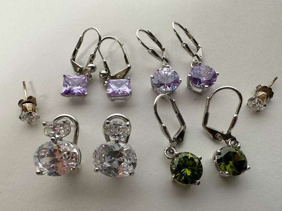 Five Pairs Of Sterling Silver Earrings 14.6g [Photo 2]