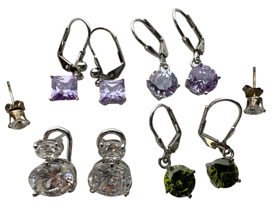 Five Pairs Of Sterling Silver Earrings 14.6g [Photo 1]