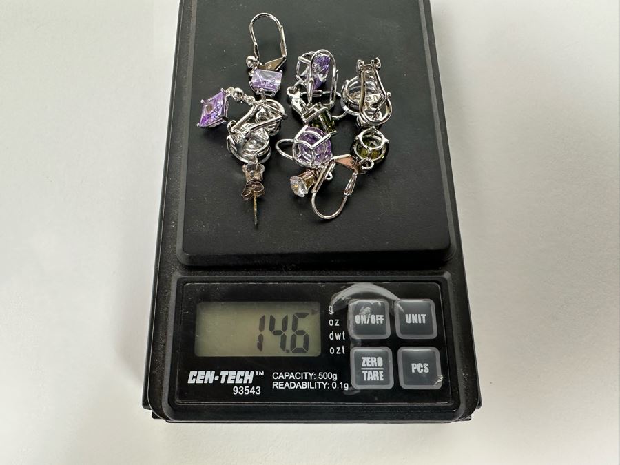 Five Pairs Of Sterling Silver Earrings 14.6g [Photo 15]