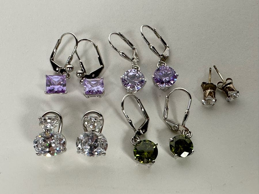 Five Pairs Of Sterling Silver Earrings 14.6g [Photo 13]