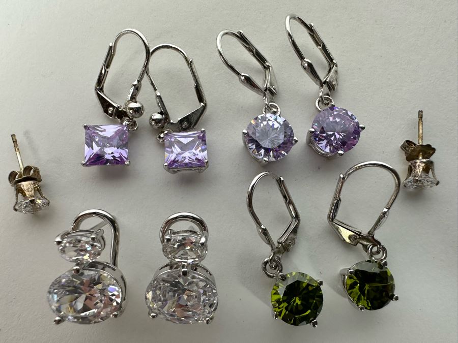 Five Pairs Of Sterling Silver Earrings 14.6g [Photo 4]