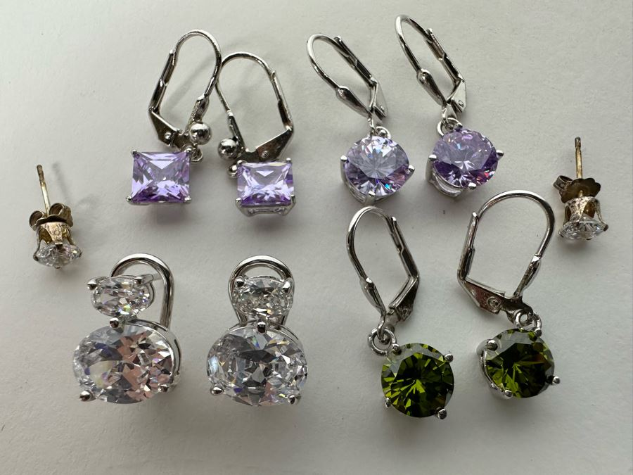 Five Pairs Of Sterling Silver Earrings 14.6g [Photo 3]