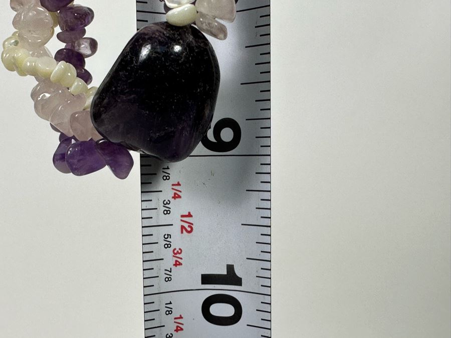 Three Strand Amethyst, Rose Quartz And Pearl 18' Necklace [Photo 7]