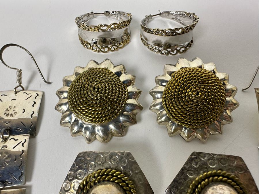 Four Pair Of Sterling Silver Earrings 56.2g [Photo 6]