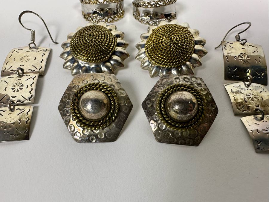 Four Pair Of Sterling Silver Earrings 56.2g [Photo 5]