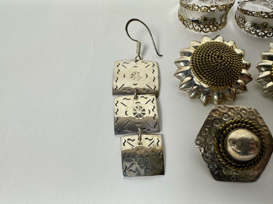 Four Pair Of Sterling Silver Earrings 56.2g [Photo 8]