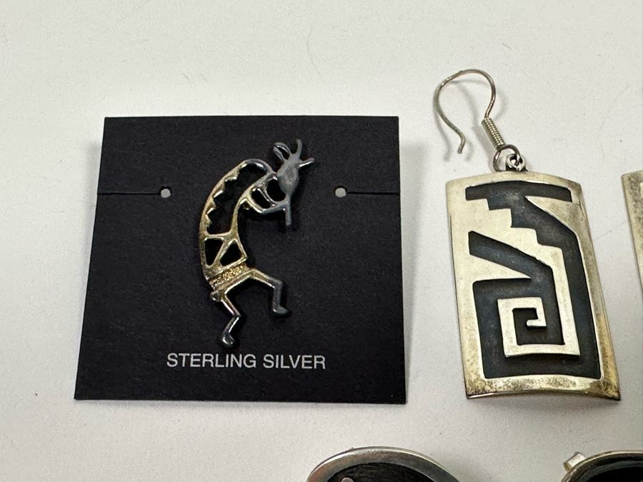 Sterling Silver Pin And Pair Of Sterling Silver Earrings  [Photo 6]