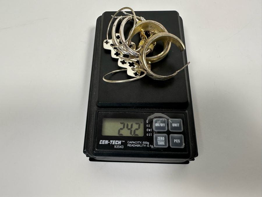 Three Pair Of Sterling Silver Earrings 24.2g [Photo 7]