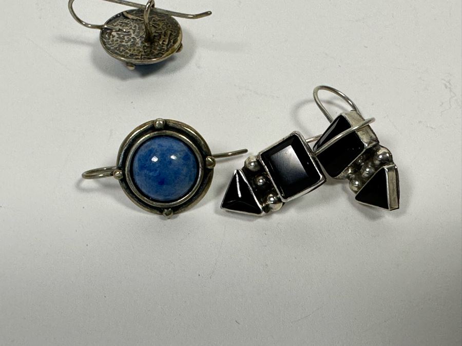 Four Pair Of Sterling Silver Earrings With Stones [Photo 6]