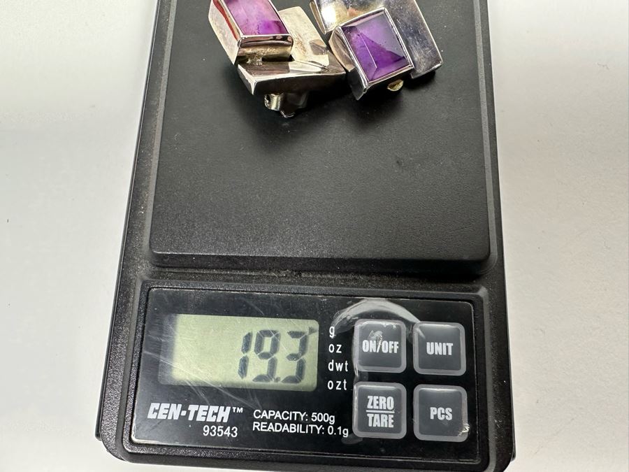 Pair Of Sterling Silver Mexican Modernist Clip-On Earrings 19.3g [Photo 11]