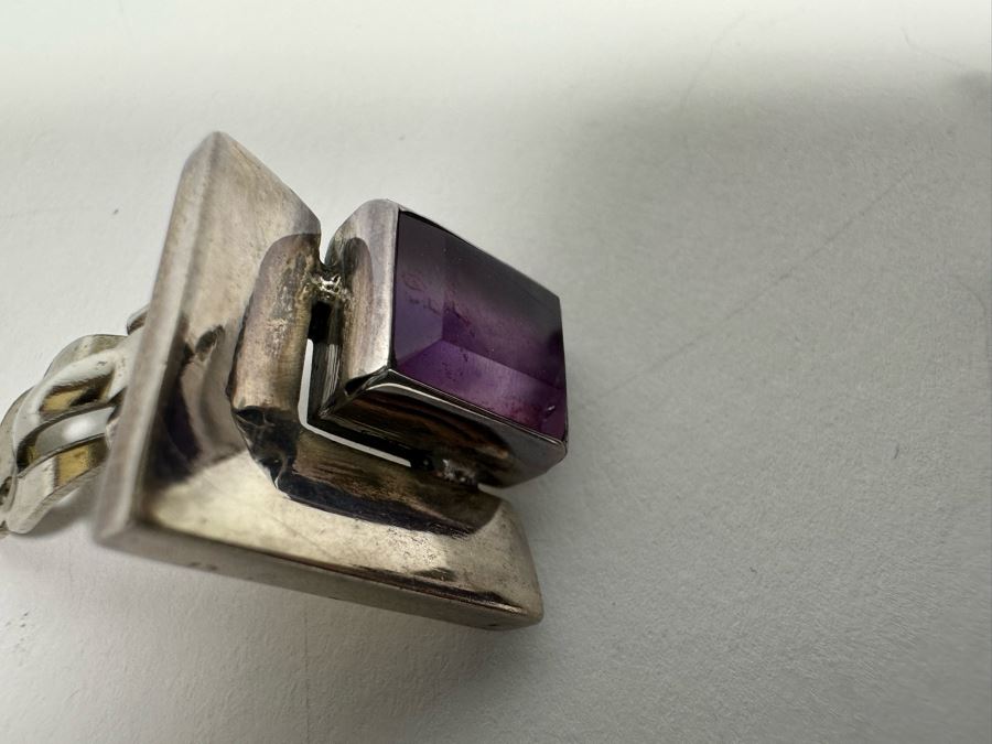 Pair Of Sterling Silver Mexican Modernist Clip-On Earrings 19.3g [Photo 10]