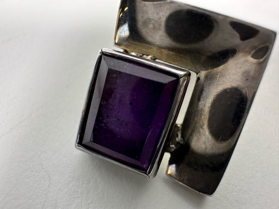 Pair Of Sterling Silver Mexican Modernist Clip-On Earrings 19.3g [Photo 9]