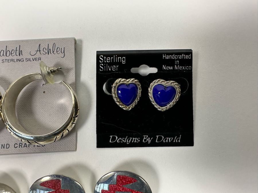 Six Pair Of Sterling Silver Earrings 59.3g [Photo 7]