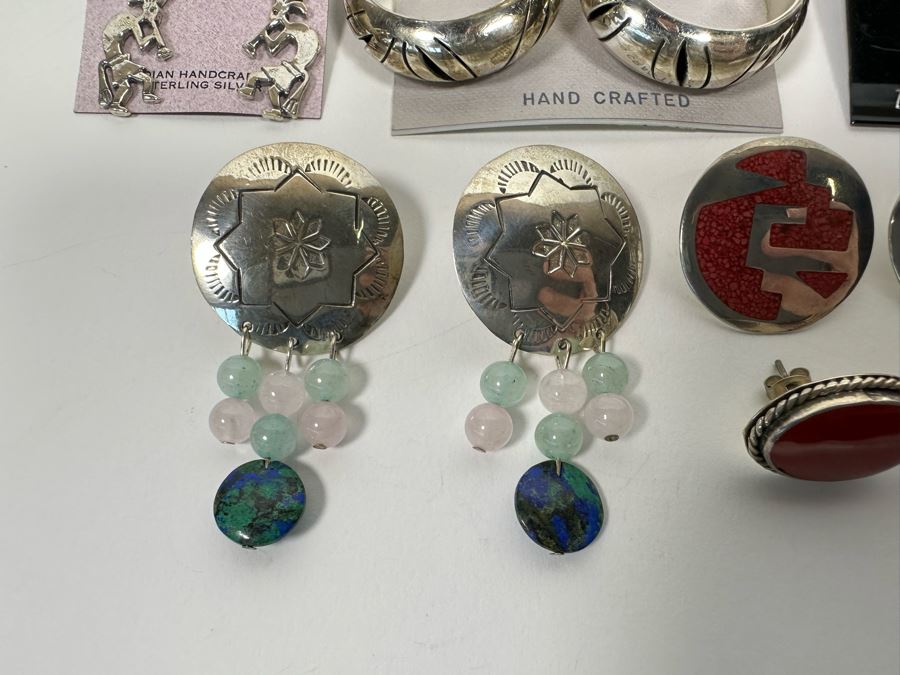 Six Pair Of Sterling Silver Earrings 59.3g [Photo 10]