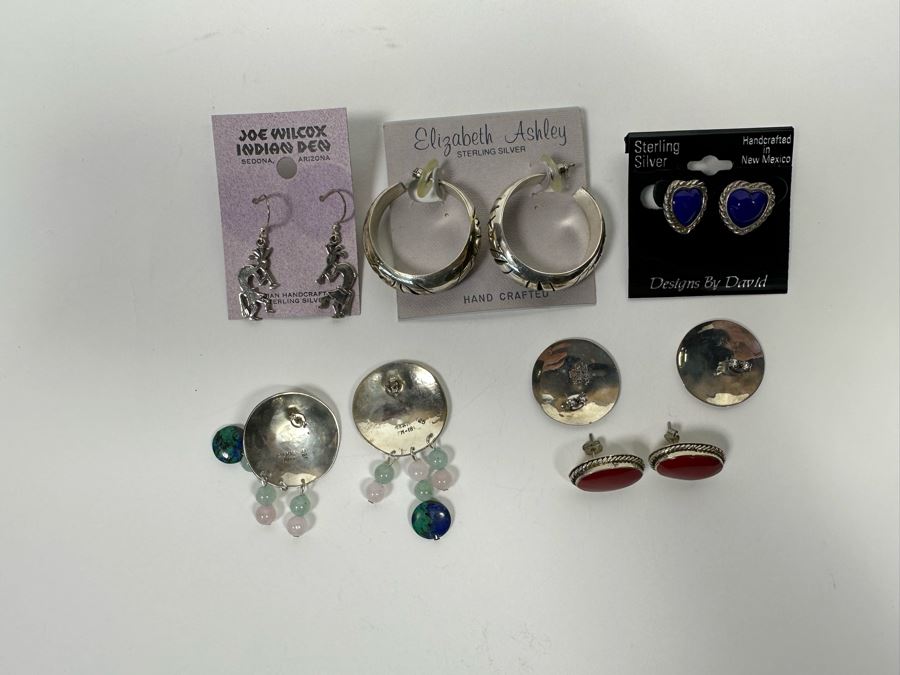 Six Pair Of Sterling Silver Earrings 59.3g [Photo 11]