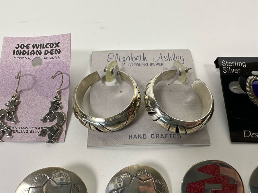 Six Pair Of Sterling Silver Earrings 59.3g [Photo 5]